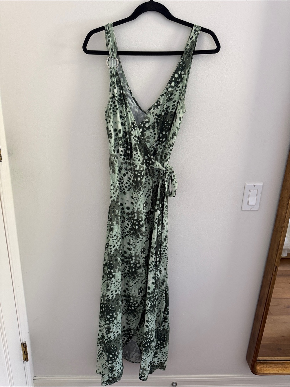 & Other Stories Mint Green and Dark Green Patterned Wrap Maxi Dress